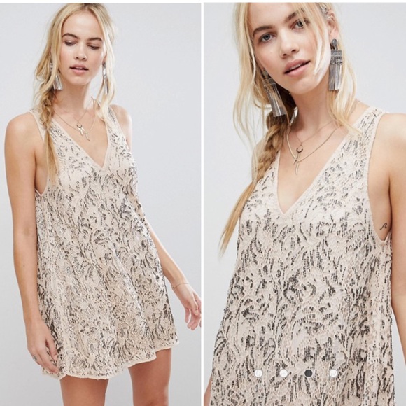 Free People Dresses & Skirts - NWT Free People Shine On Beaded Slip Mini Dress